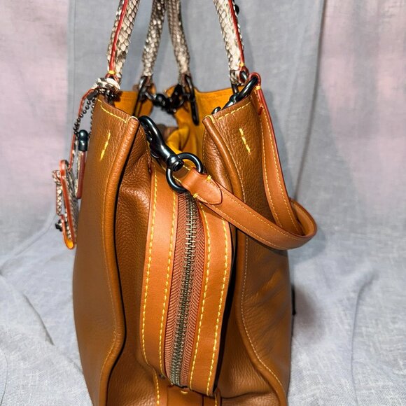 Coach Rogue Bag 36 With Colorblock Snake C4557 Python Black Copper 1941 Saddle - Picture 2 of 5